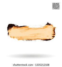 Yellow brush stroke and texture. Grunge vector abstract hand - painted element. Underline and border design.