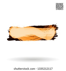 Yellow brush stroke and texture. Grunge vector abstract hand - painted element. Underline and border design.