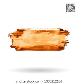 Yellow brush stroke and texture. Grunge vector abstract hand - painted element. Underline and border design.