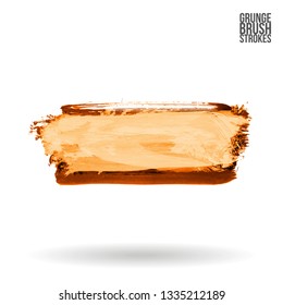 Yellow brush stroke and texture. Grunge vector abstract hand - painted element. Underline and border design.