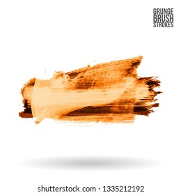 Yellow brush stroke and texture. Grunge vector abstract hand - painted element. Underline and border design.