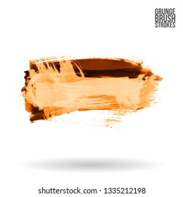 Yellow brush stroke and texture. Grunge vector abstract hand - painted element. Underline and border design.