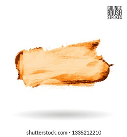 Yellow brush stroke and texture. Grunge vector abstract hand - painted element. Underline and border design.