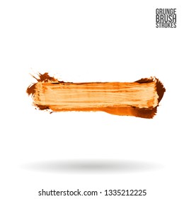Yellow brush stroke and texture. Grunge vector abstract hand - painted element. Underline and border design.
