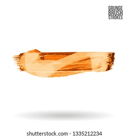 Yellow brush stroke and texture. Grunge vector abstract hand - painted element. Underline and border design.