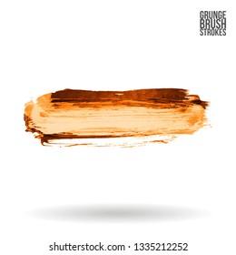 Yellow brush stroke and texture. Grunge vector abstract hand - painted element. Underline and border design.