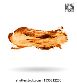 Yellow brush stroke and texture. Grunge vector abstract hand - painted element. Underline and border design.