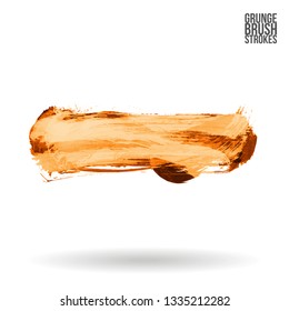 Yellow brush stroke and texture. Grunge vector abstract hand - painted element. Underline and border design.