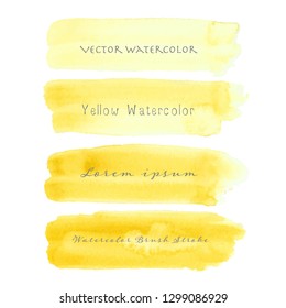 Yellow brush stroke watercolor on white background. Vector illustration.