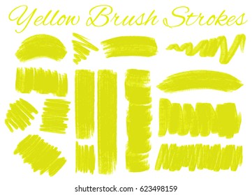 Yellow brush strokes on white background illustration