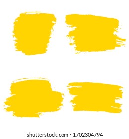 Yellow brush strokes vector set