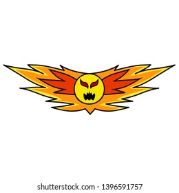 Yellow bubble monster with orange wings mascot logo