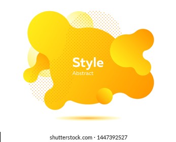 Yellow bubble shapes with dots. Dynamical colored forms and line. Gradient banners with flowing liquid shapes. Vector illustration. Can be used for advertising, marketing, presentation