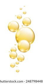 Yellow bubbles of different sizes on a white background. Vector illustration