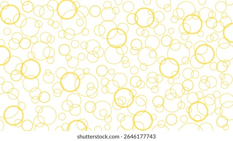 Bulles jaunes sur fond blanc, fond d'écran avec disques, cercles, bulles d'air. Effet de vol, dessin aéré clair.