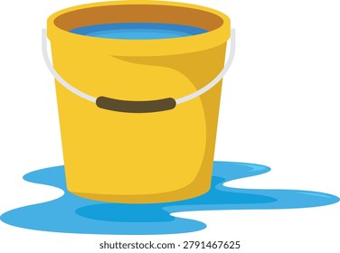 Yellow bucket with water, water container