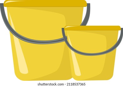 Yellow buckets, illustration, vector on a white background.