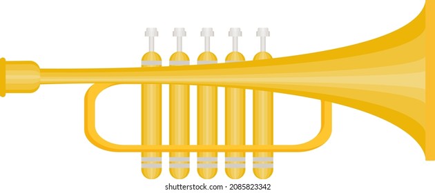 Yellow bugle, illustration, vector on a white background.