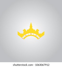 yellow building, city and construction logo like king or queen crown. can use for city and real estate logo. can use for business object design.