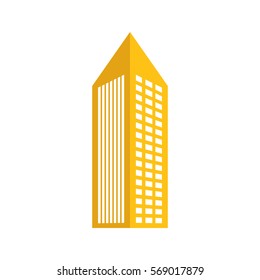 Yellow building with pointed top line sticker icon image
