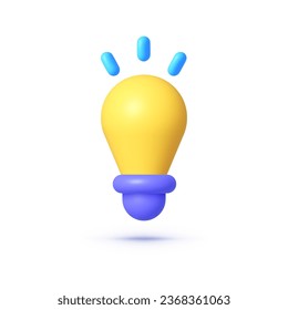 Yellow bulb 3d in modern style on white background. Vector illustration