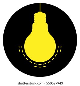 Yellow bulb icon on a round black background.