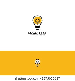 Yellow bulb idea concept logo design template