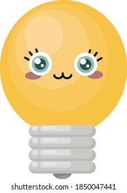 Bombilla amarilla, ilustración, vector sobre fondo blanco