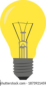 Bombilla amarilla, ilustración, vector sobre fondo blanco