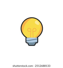 yellow bulb lamp in outline flat vector design.