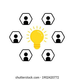 yellow bulb like brainstorming or creation icon. metaphor of easy e-learning or start up and approach in problem solving. flat simple trend modern logotype graphic cartoon design isolated on white