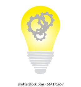 Yellow bulb on white background. Vector illustration.
