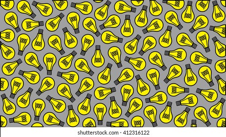 Yellow Bulbs on Gray Background