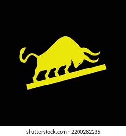Yellow bull animal logo design 