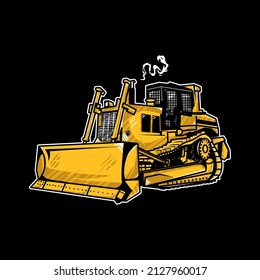 Yellow Bulldozer Construction Equipment Vector 