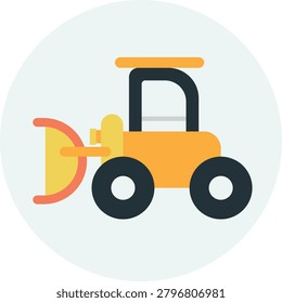 Yellow bulldozer construction vehicle flat icon
