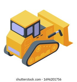 Yellow bulldozer icon. Isometric of yellow bulldozer vector icon for web design isolated on white background