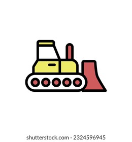 Yellow Bulldozer Icon Vector Illustration