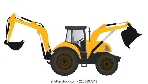 Yellow bulldozer tractor. vector illustration