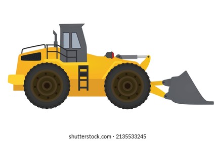 tractor bulldozer amarillo. ilustración vectorial