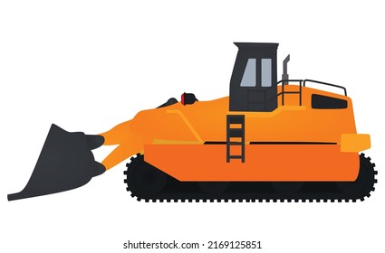 Yellow bulldozer tractor. vector illustration