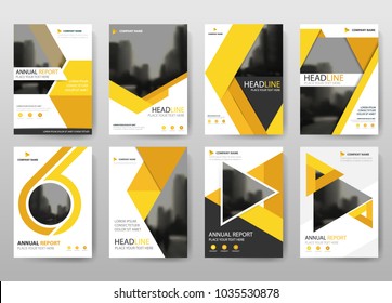 Yellow bundle annual report brochure flyer design template collection, Leaflet cover presentation abstract flat background, layout in A4 size 