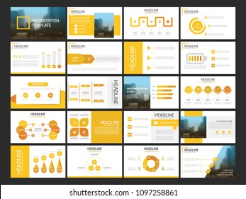 Yellow bundle presentation infographic elements template. business annual report, brochure, leaflet, advertising flyer, corporate marketing banner