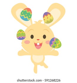 Yellow bunny juggling easter egg