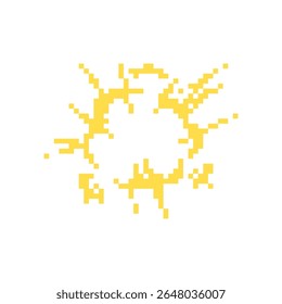 Ícone de rajada amarela em estilo de mosaico pixelado, simbolizando energia e impacto. retro design de 8 bits.