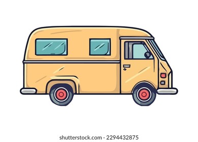 Yellow bus driving on adventure filled journey isolated