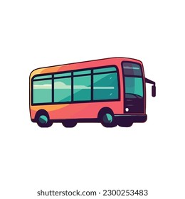 Yellow bus driving on blue summer road isolated
