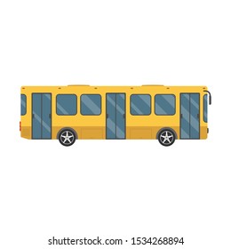 Yellow bus icon, on the white background. Public transport concept. Flat design.