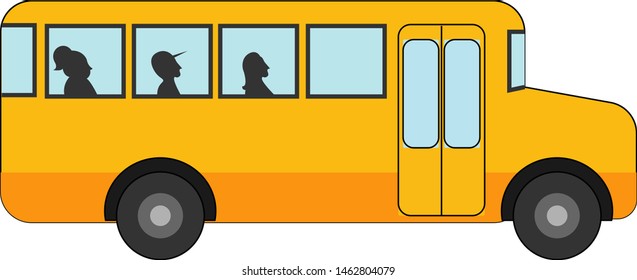 Bus amarillo, ilustración, vector sobre fondo blanco.