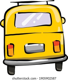 Bus amarillo, ilustración, vector sobre un fondo blanco.